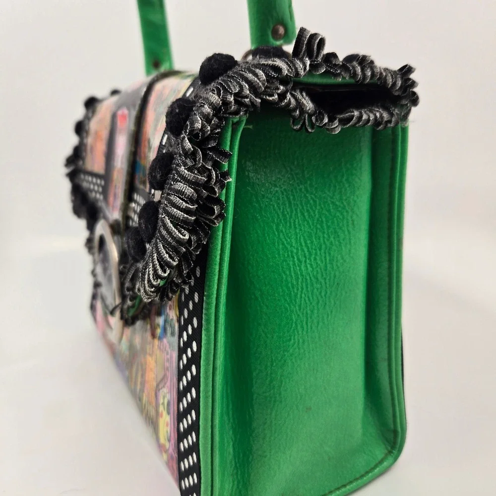Dorie Jane Handbag Retro Remix Dorie Fans Pop Art Vintage Box Pursen Black White